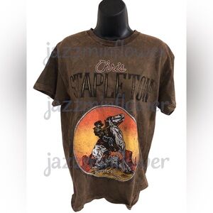 Chris Stapleton brown vintage western look White Horse‎ tshirt size medium